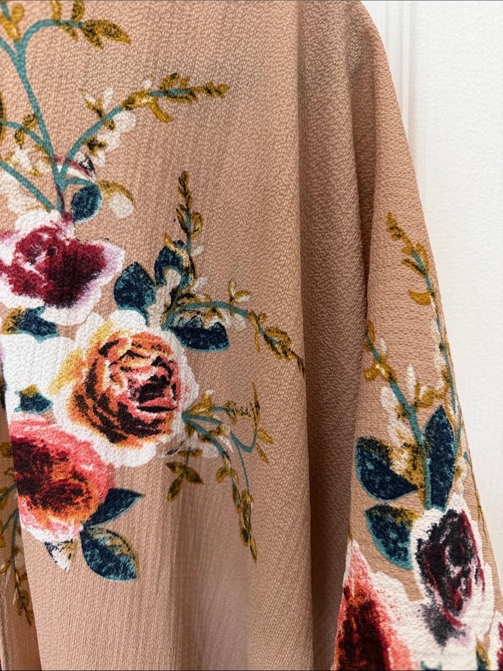 Floral Duster Kimono in Blush Tan - Picture 2 of 7